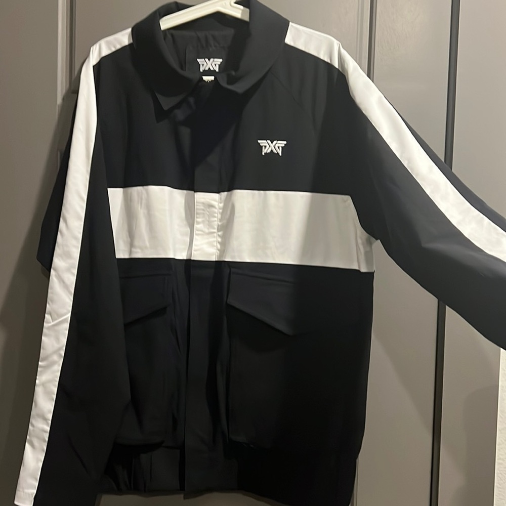 PXG white stripe bomber jacket